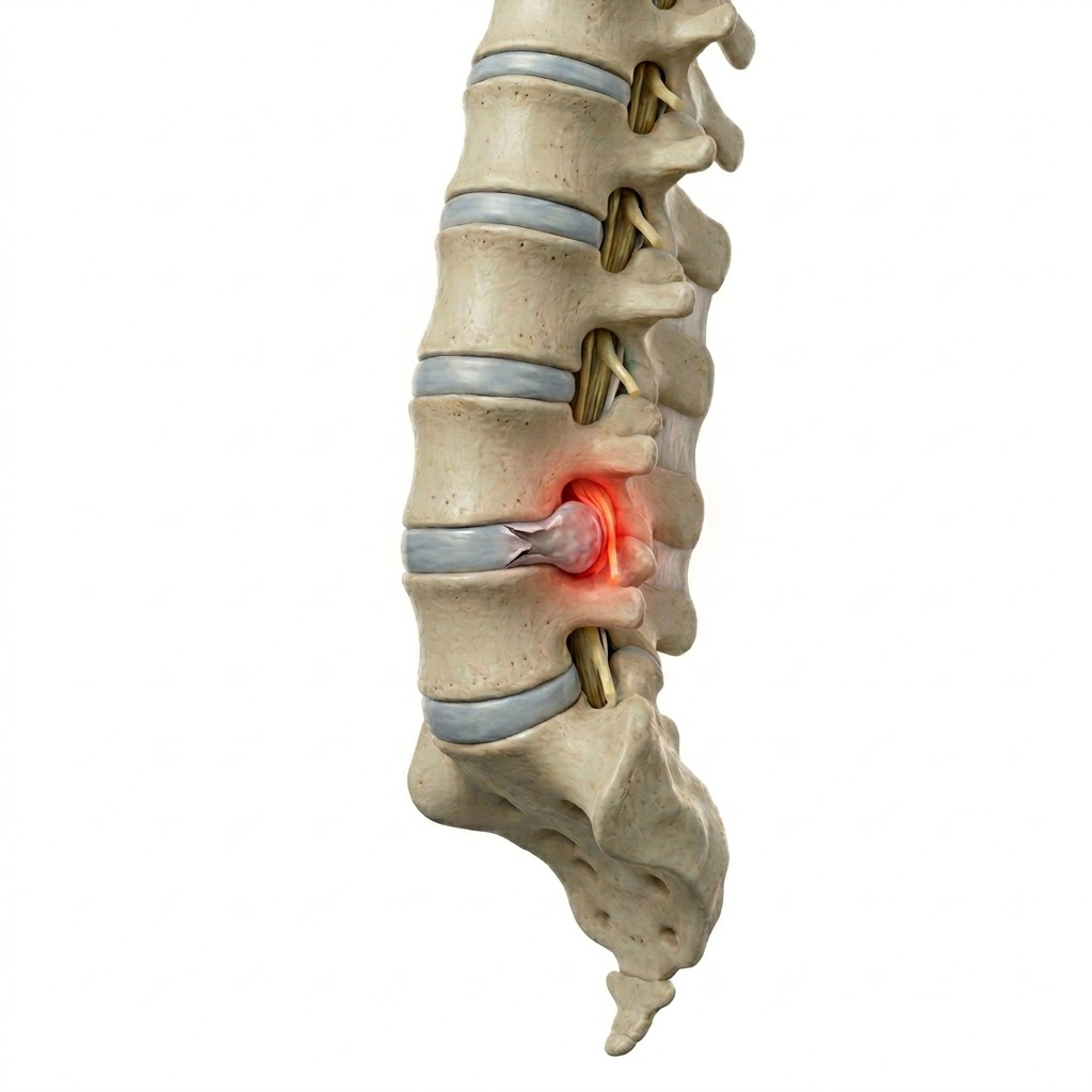 Lumbar disc herniation compressing a nerve root
